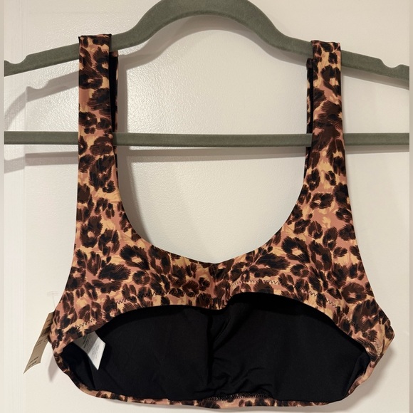 Aerie Brown Leopard Cheetah Print Scoop Bikini Top Swim Size Medium - NWT - Picture 2 of 4
